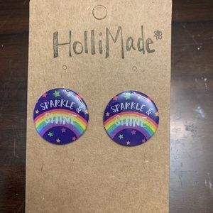 Rainbow sparkle and shine stud earrings